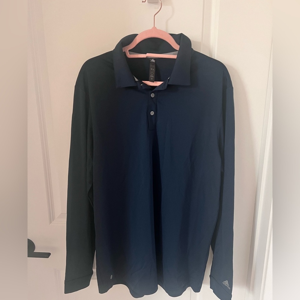 adidas Men's Dark Blue Long Sleeve Polo